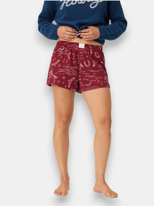 Hold Your Horses Western Print Flannel Shorts