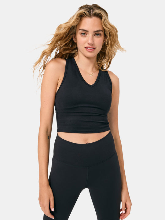TLC Racer Crop Top in Jet Black