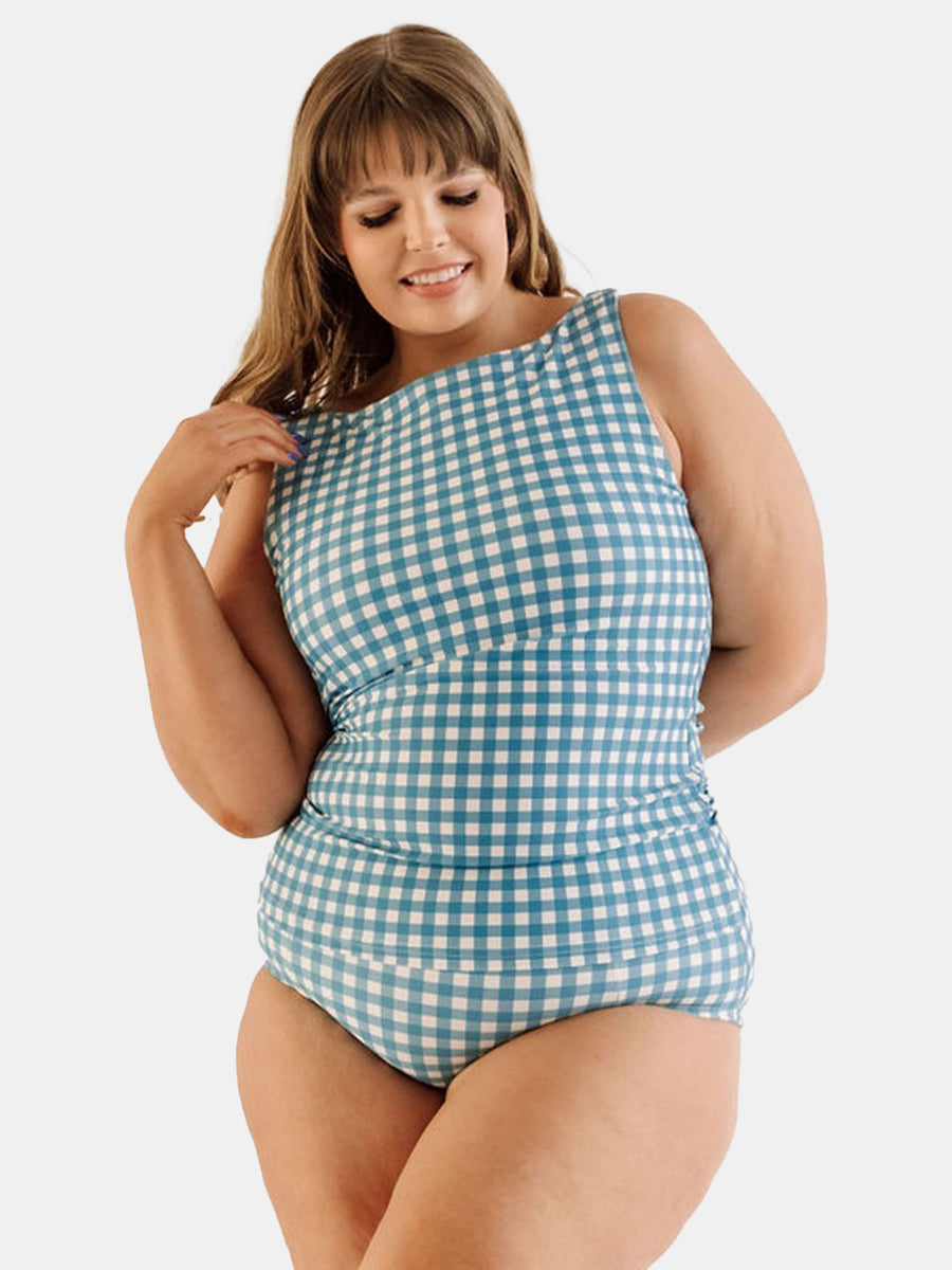 Ocean Gingham Boat-Neck Tankini Top – Stage
