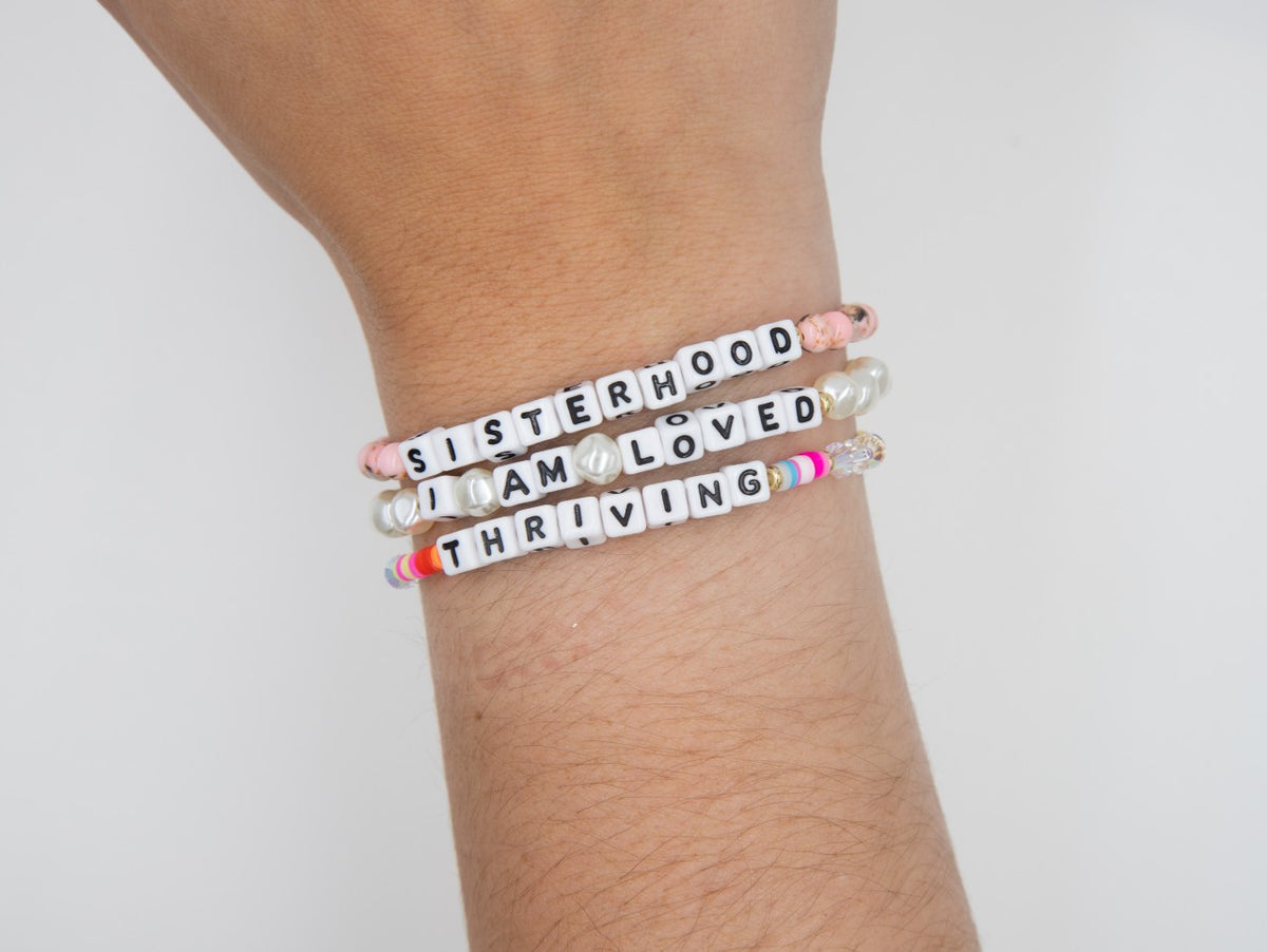 Little Words Project Keep Going Breast Cancer Beaded Bracelet