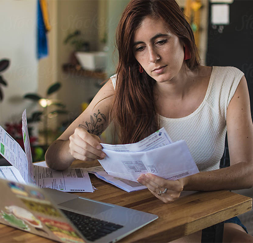 Women looking at her mail