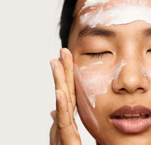 Women cleaning her face