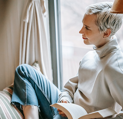 Women sitting near a window