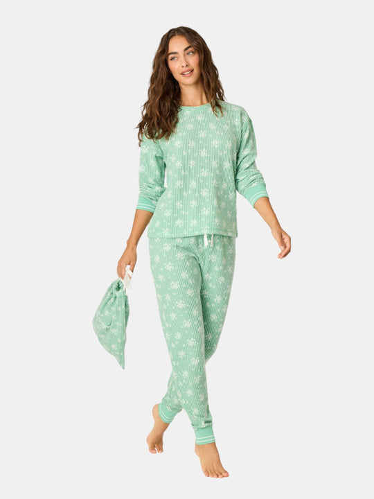 3-Piece Snowflake Print Velour PJ Set