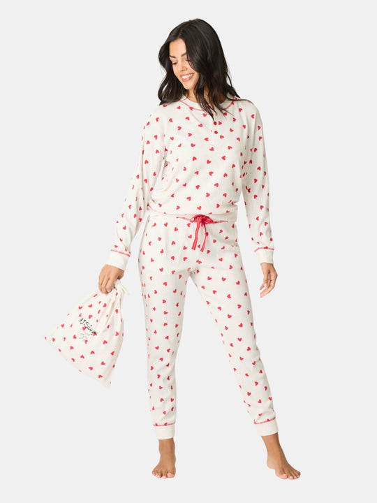 4-Piece Heart Print Thermal Lounge Set
