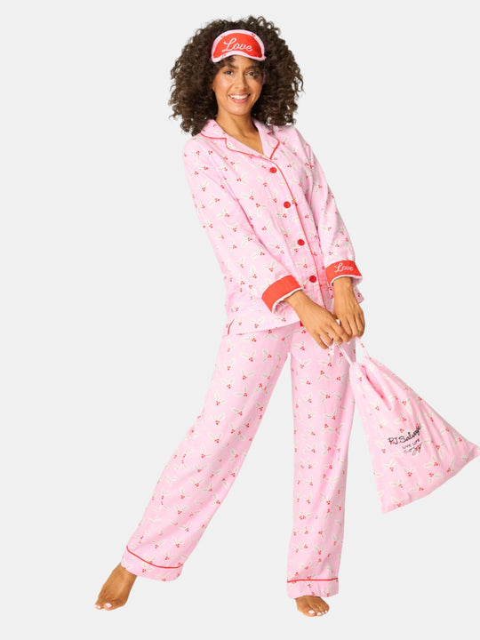 4-Piece Mistletoe Print Flannel Gift Set