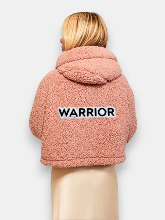 The Warrior Effect™ by Jill Martin Chenille Logo Cropped Sherpa Lounger Jacket