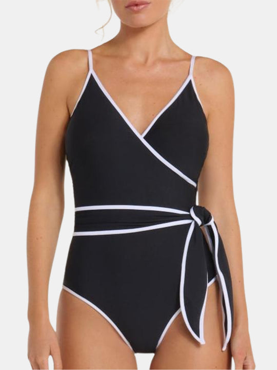 Amelia V-Neck Wrap One-Piece Swimsuit
