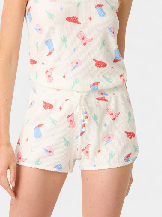 American Honey Cowboy Print Shorts