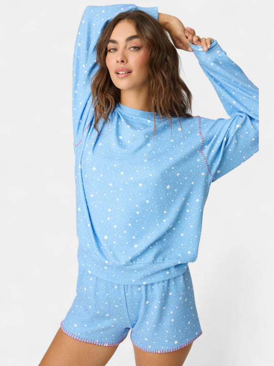 American Honey Star Print Long Sleeve Top