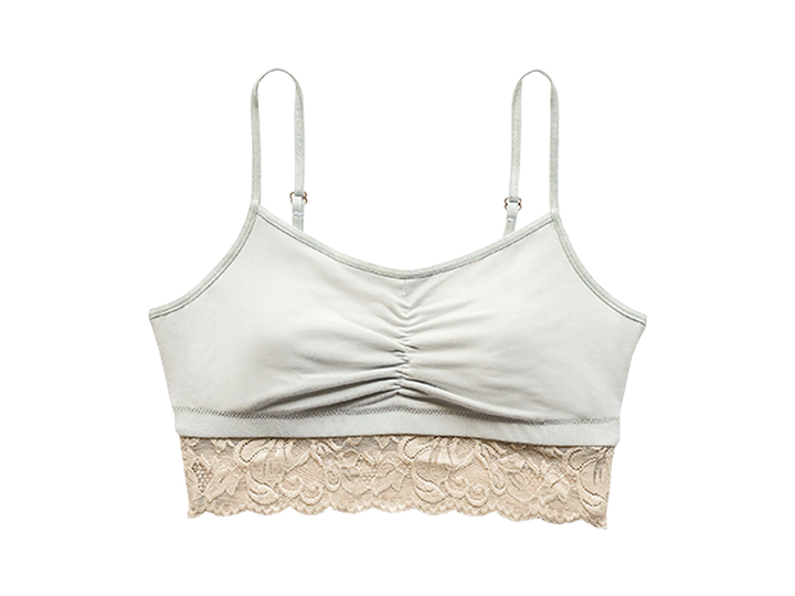Astrid Bralette with Lace, Champagne/Grey
