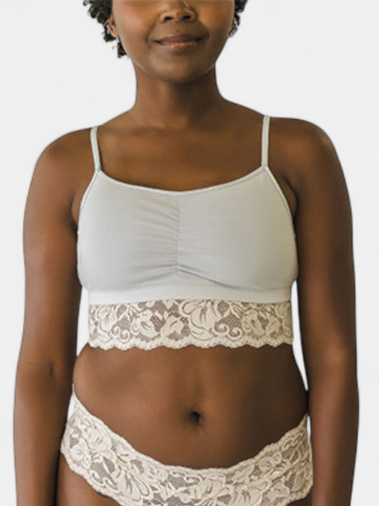 Astrid Bralette with Lace, Champagne/Grey