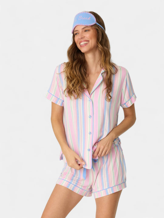 Bayside Dreams 3-Piece Striped PJ Short Set
