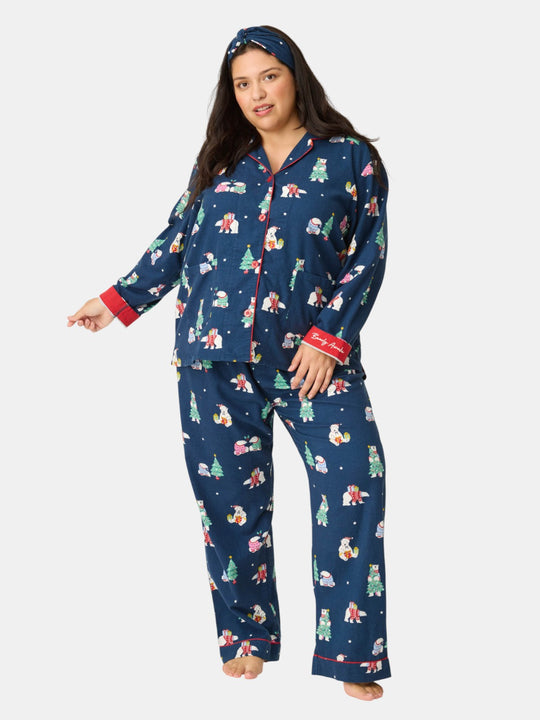 Bearly Awake 3-Piece Fam Plus Size Flannel PJ Set