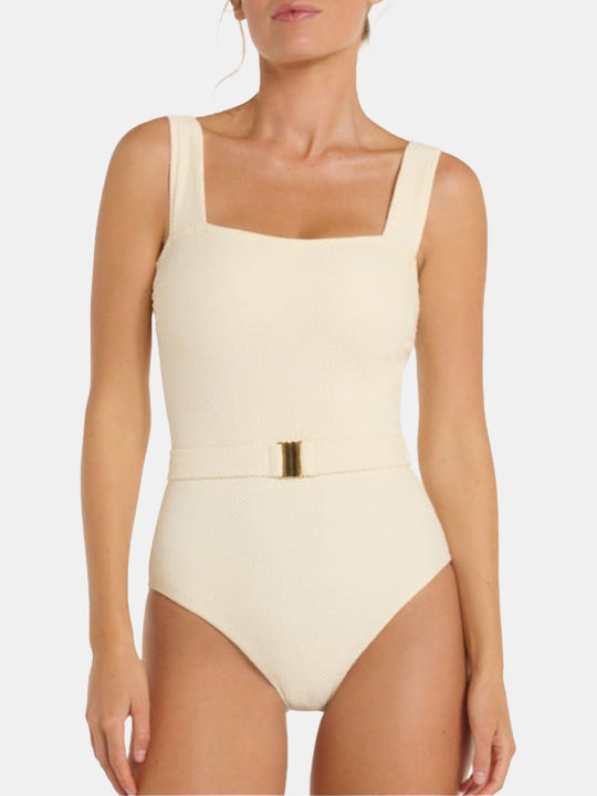 Belted Marisa Square Neckline One-Piece Swimsuit