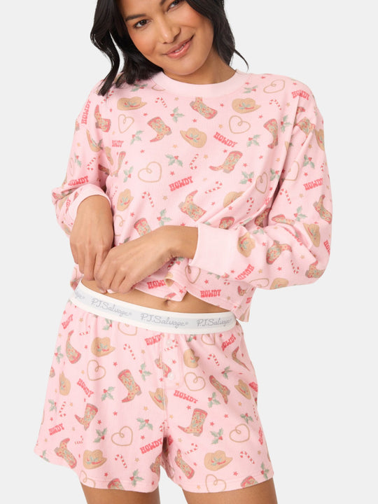 Boyfriend Boxer Western Holiday Print Shorts Set
