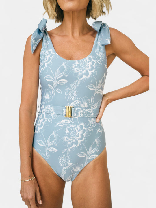 Brittany Bow Strap One-Piece Swimsuit in Meadow Whisper