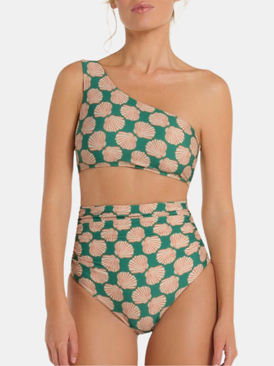 Catalina One-shoulder Bikini Top in Green