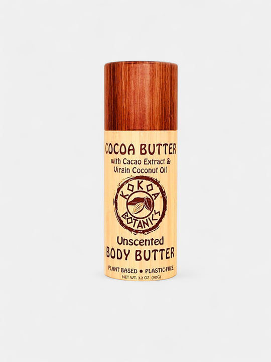 Cocoa Butter Lotion Bar with Virgin Coconut Oil – Unscented – Plastic-Free 3.2 oz