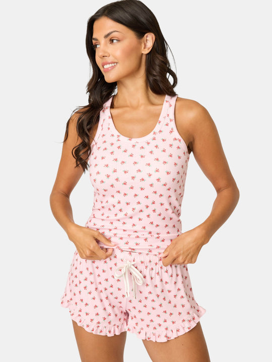 Crazy For The Holidays Ditsy Floral Print Shorts Set