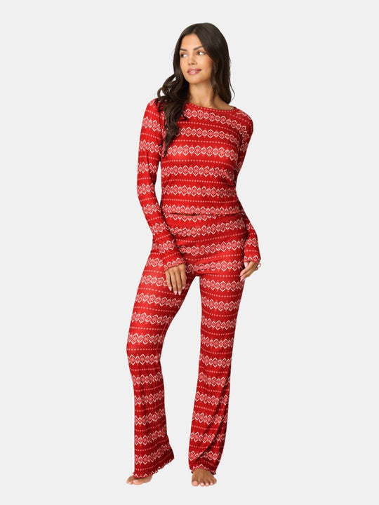Crazy For The Holidays Fairisle Print Pants Set