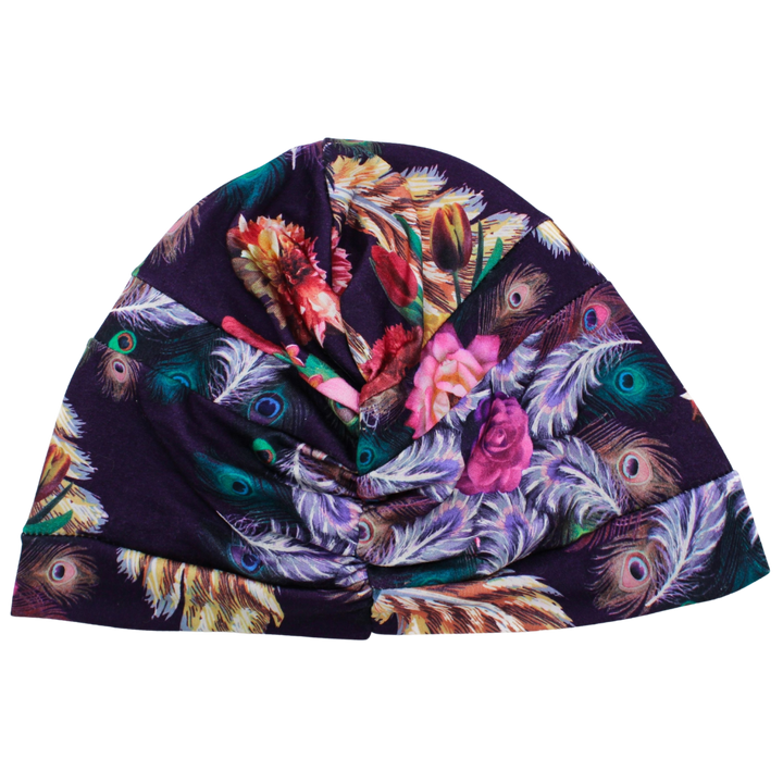 CRT - Peacock and Floral Print Cotton Runway Turban