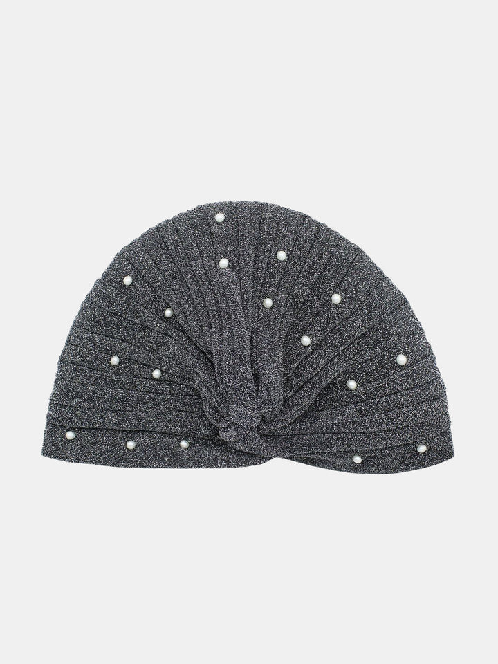 CRT - Semi-Sheer Shimmery Pleated Turban with Pearls