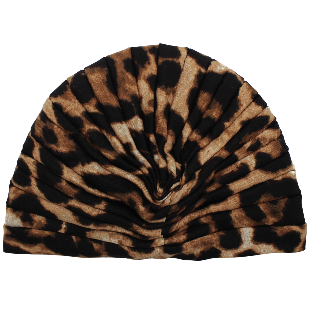 CRT - Leopard Print Pleated Cotton Turban