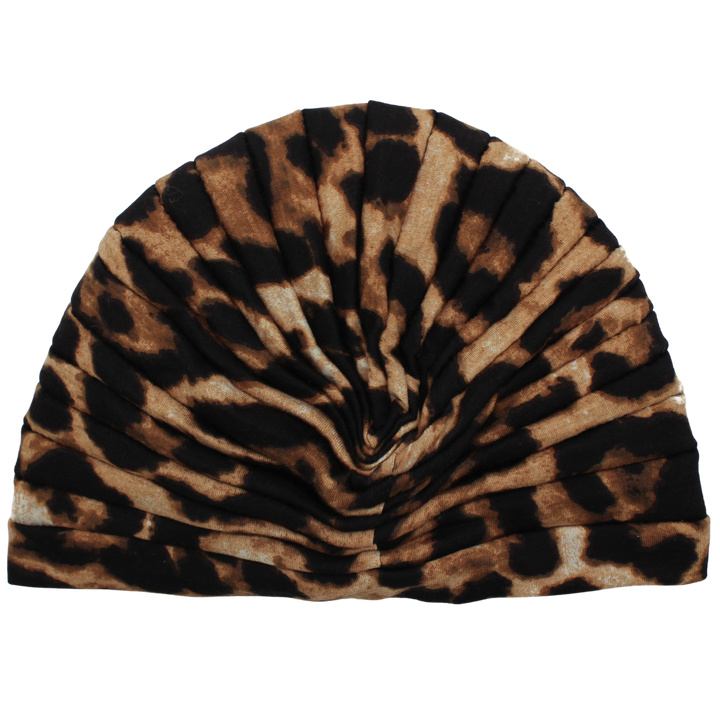 CRT - Leopard Print Pleated Cotton Turban