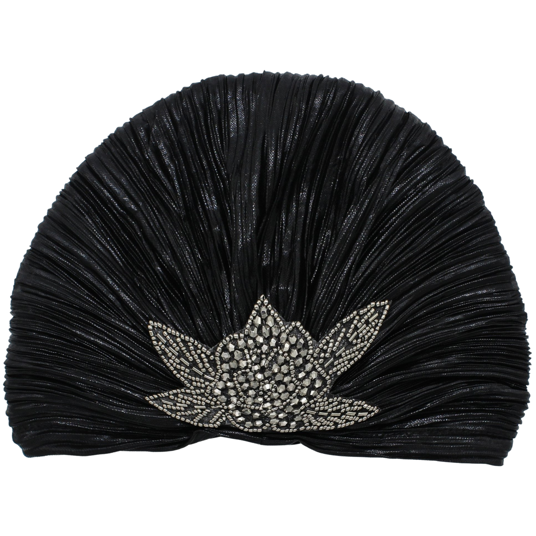 CRT - Metallic Beaded Flower Runway Turban