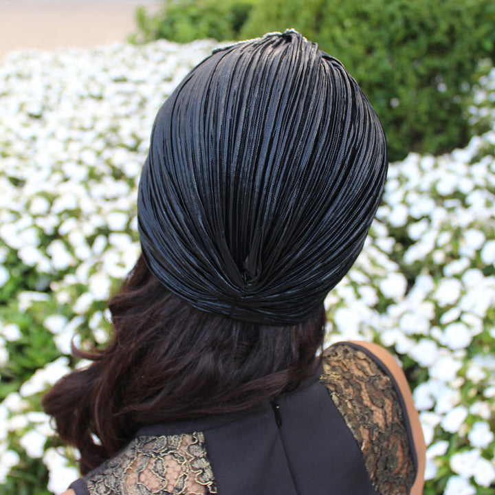 CRT - Metallic Beaded Flower Runway Turban
