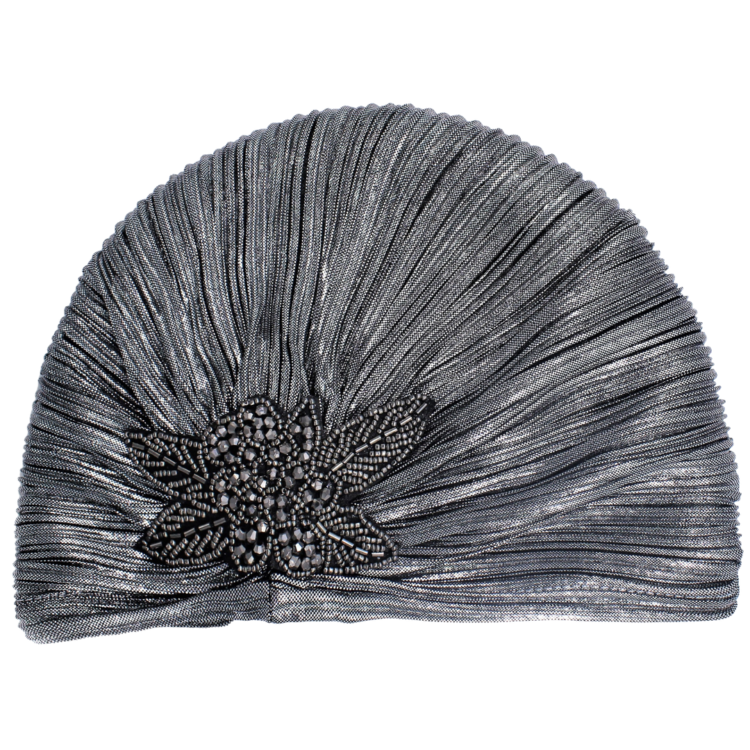 CRT - Metallic Beaded Flower Runway Turban