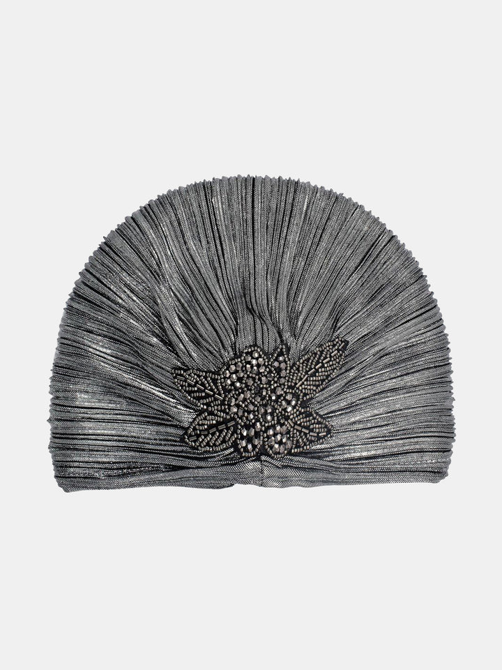 CRT - Metallic Beaded Flower Runway Turban