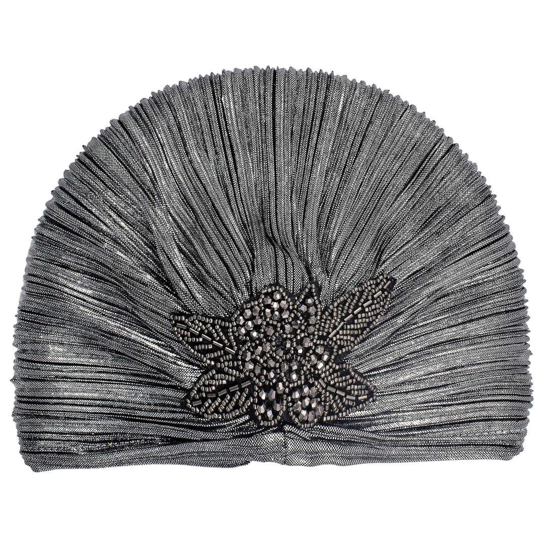 CRT - Metallic Beaded Flower Runway Turban