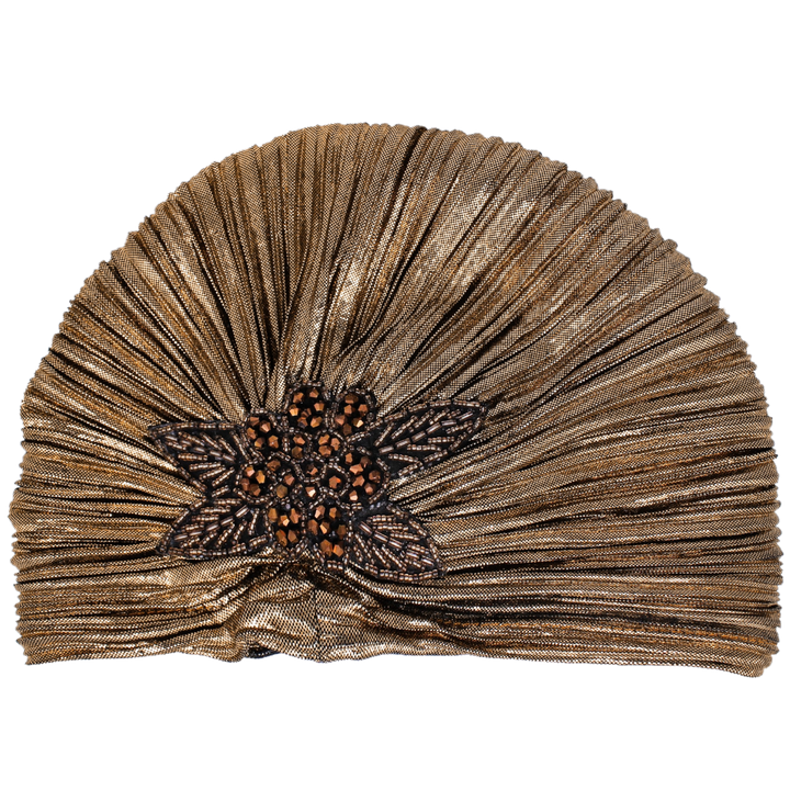 CRT - Metallic Beaded Flower Runway Turban
