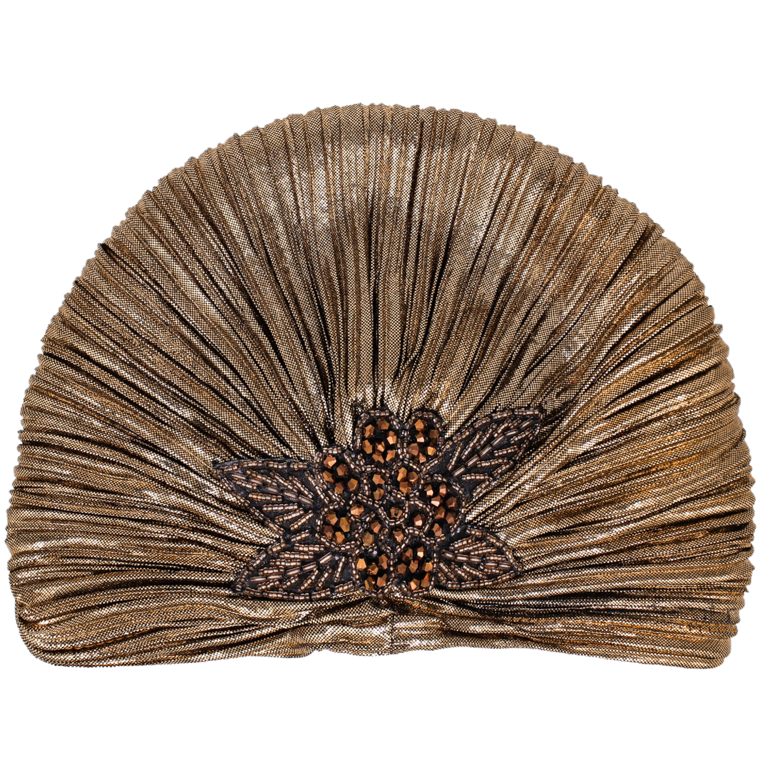 CRT - Metallic Beaded Flower Runway Turban