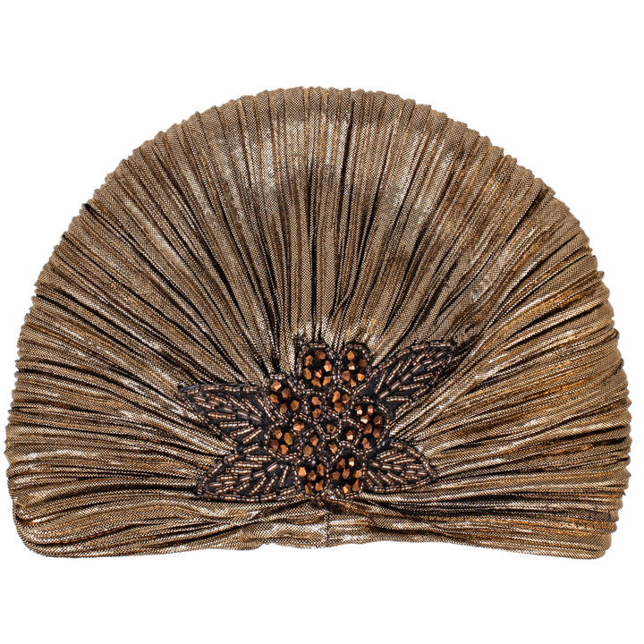 CRT - Metallic Beaded Flower Runway Turban