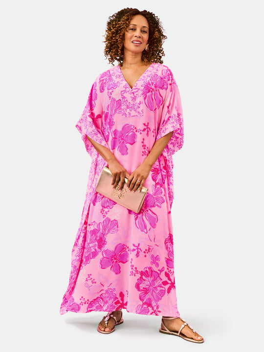 Levy V-Neck Silk Maxi Caftan