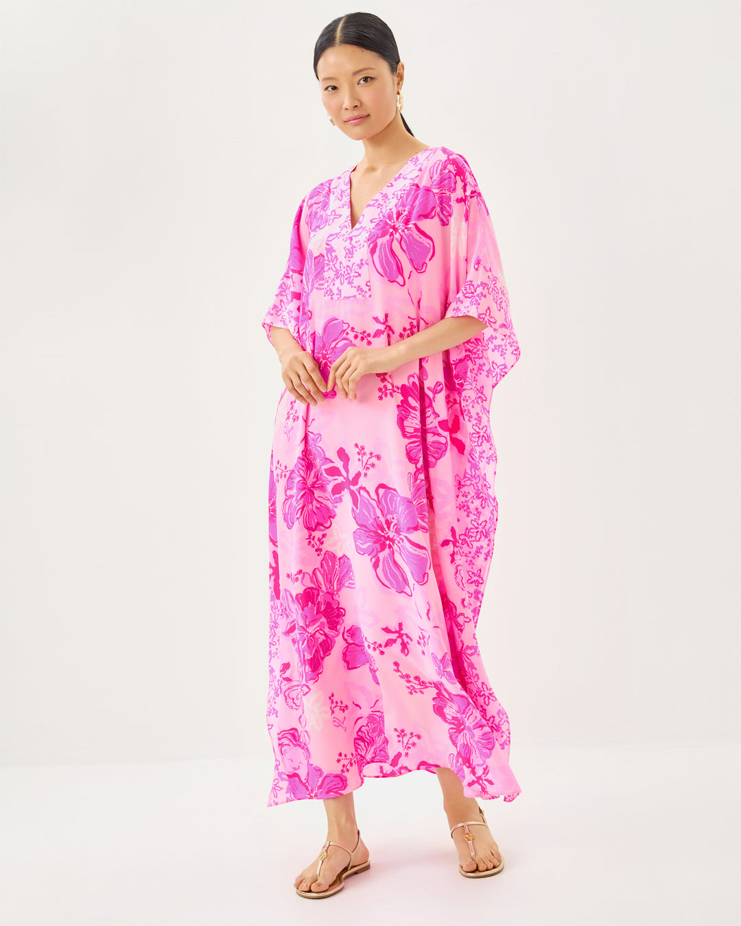 Levy V-Neck Silk Maxi Caftan
