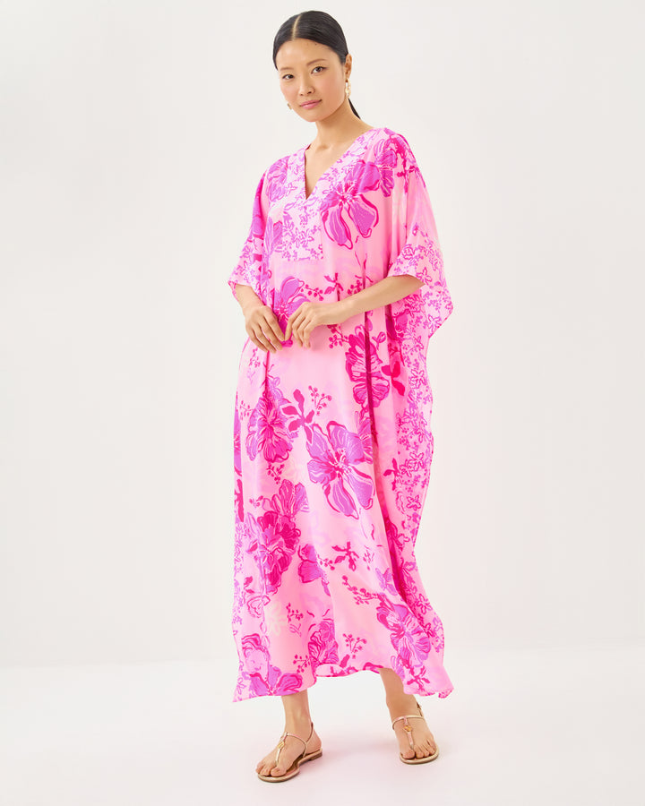 Levy V-Neck Silk Maxi Caftan
