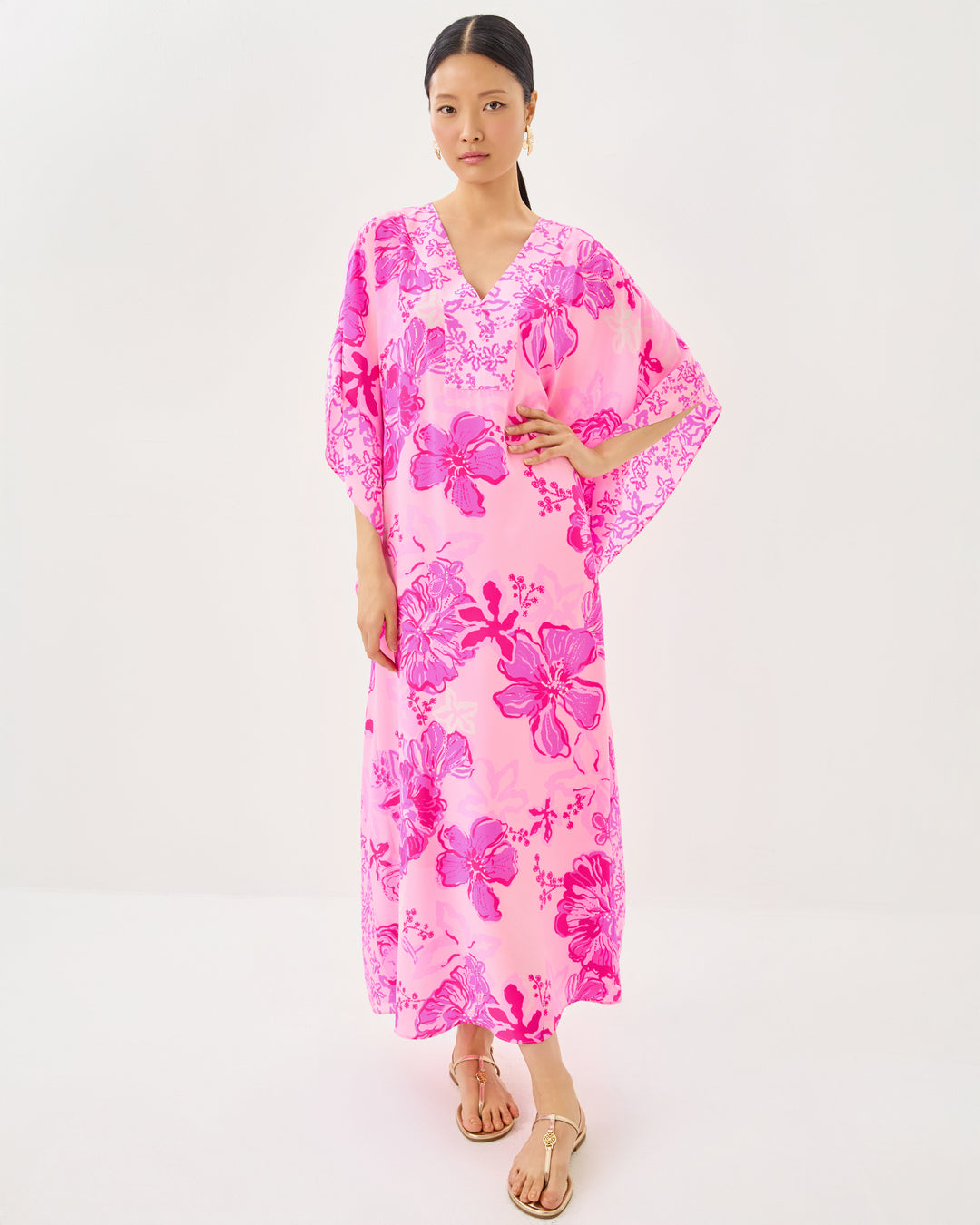Levy V-Neck Silk Maxi Caftan