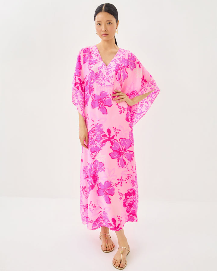 Levy V-Neck Silk Maxi Caftan