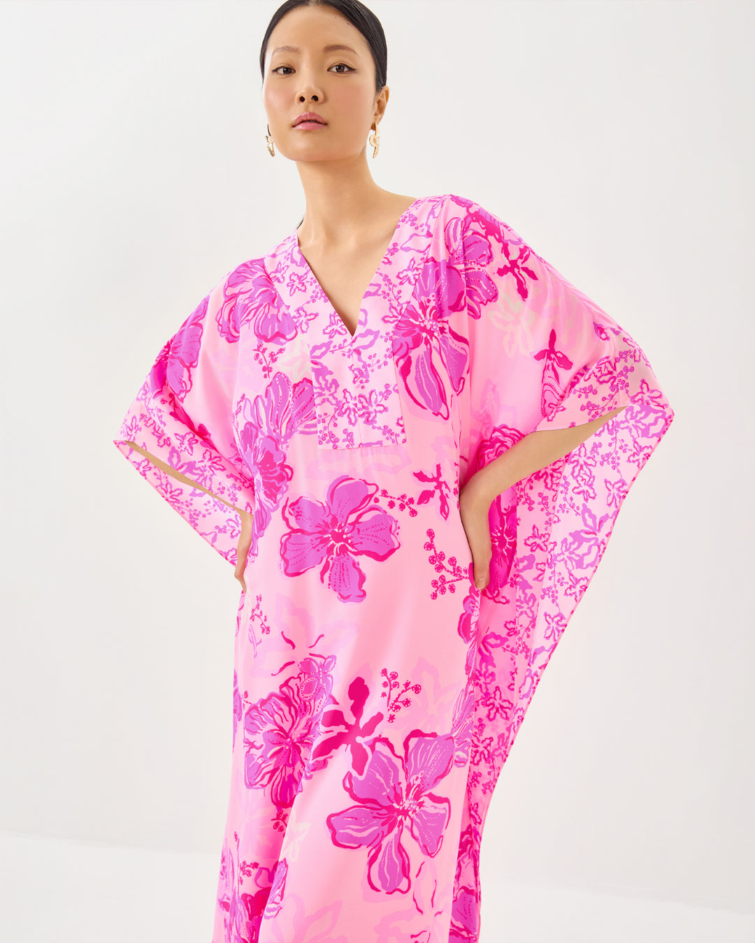 Levy V-Neck Silk Maxi Caftan