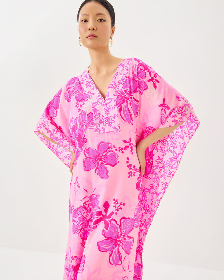 Levy V-Neck Silk Maxi Caftan