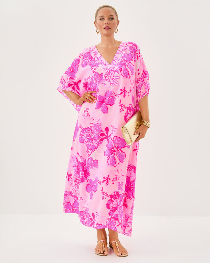 Levy V-Neck Silk Maxi Caftan