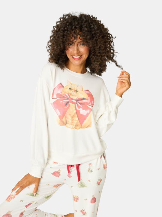 Feline Festive Cat Print Sweater