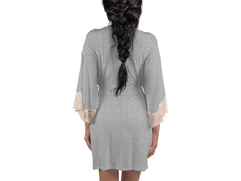 Calla Modal Kimono with Lace, Champagne / Heather Grey