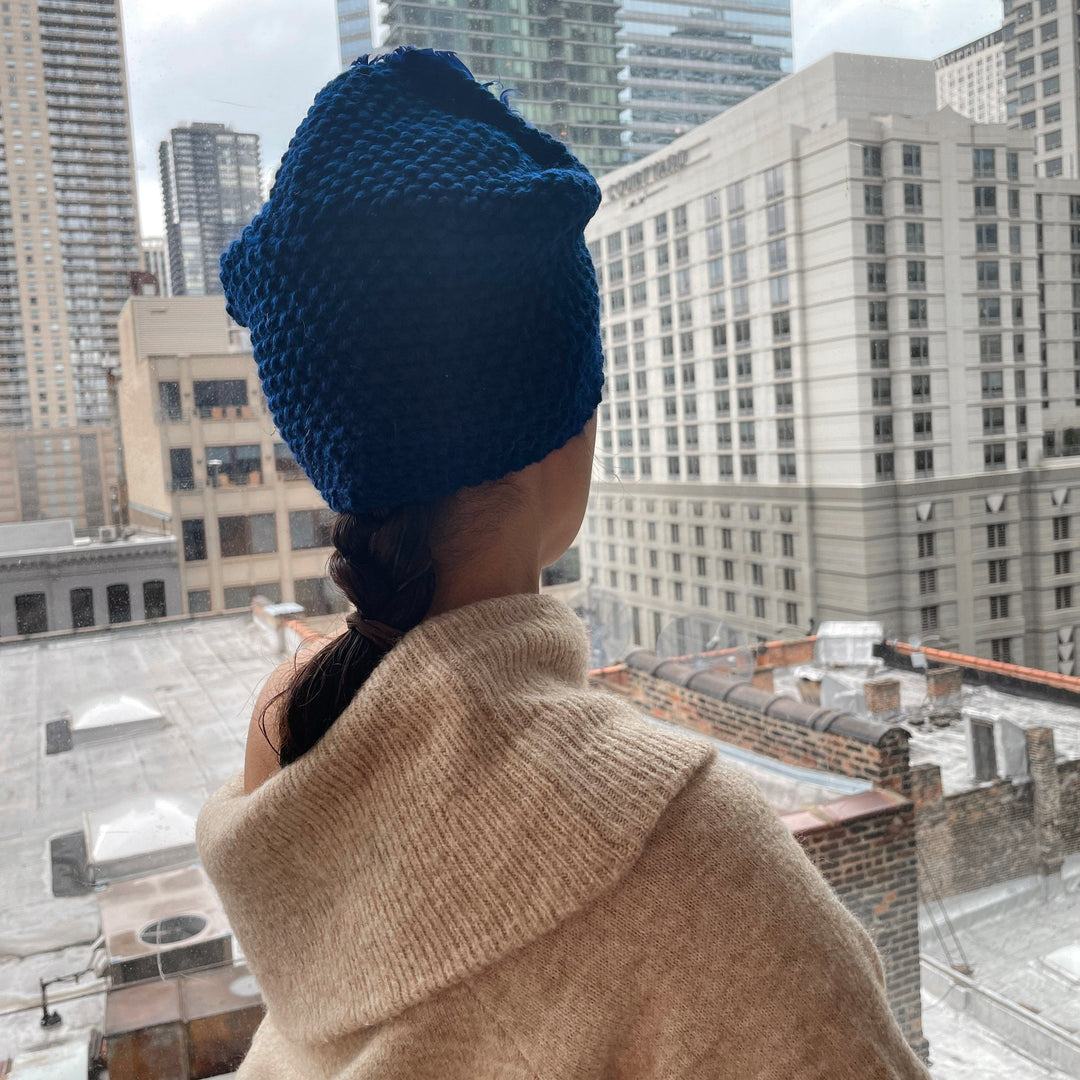 CRT - Knit Turban Feathers Pearls