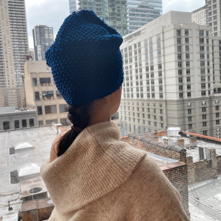 CRT - Knit Turban Feathers Pearls