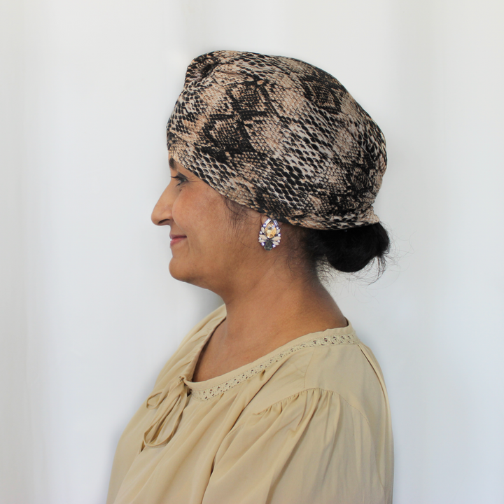 CRT - Reptile Print Pleated Cotton Turban